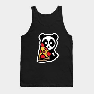 Panda Pizza Bambu Brand Bear Food Snack Hungry Cute Animal Zoo Bamboo Grass Black White Tank Top